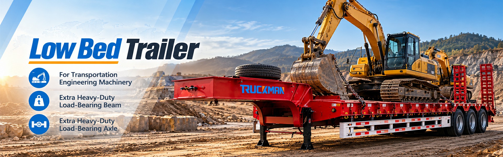 TRUCKMAN low bed semi trailer for heavy equipment transport
