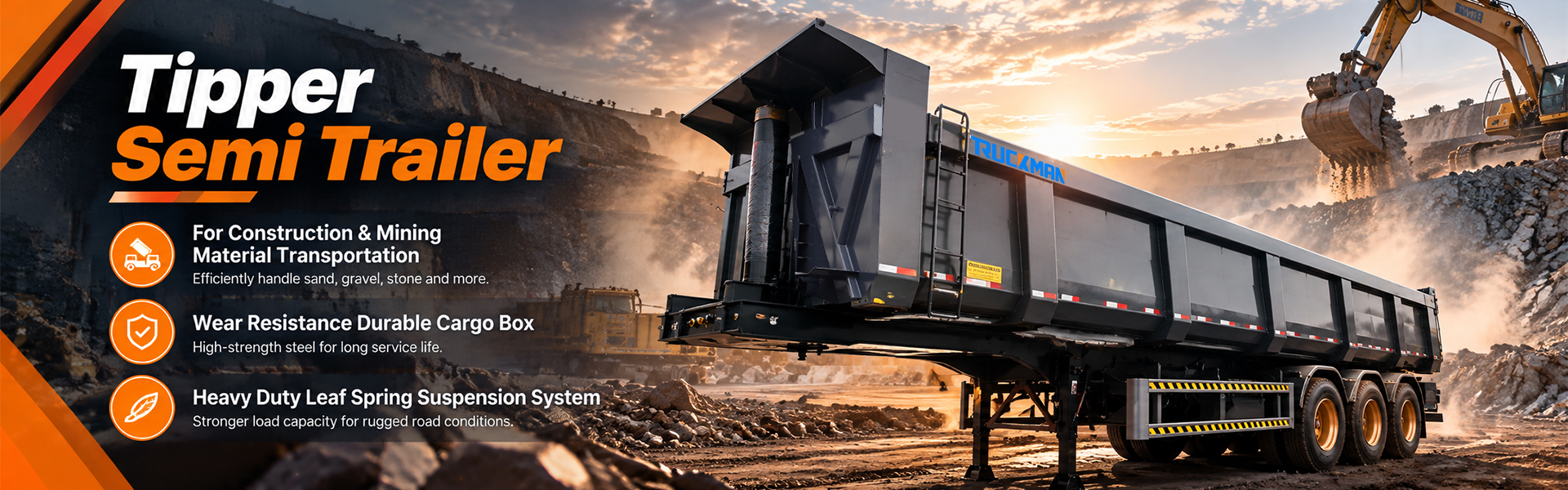 TRUCKMAN tipper semi trailer for mining and construction material transport