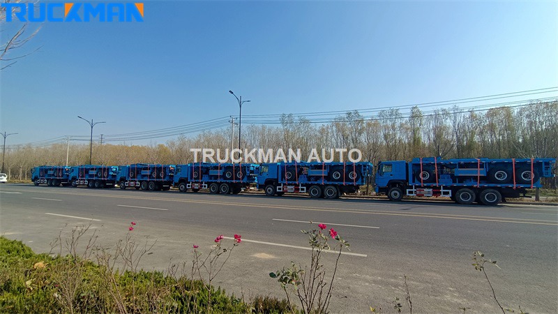 cargo truck with full cargo trailer