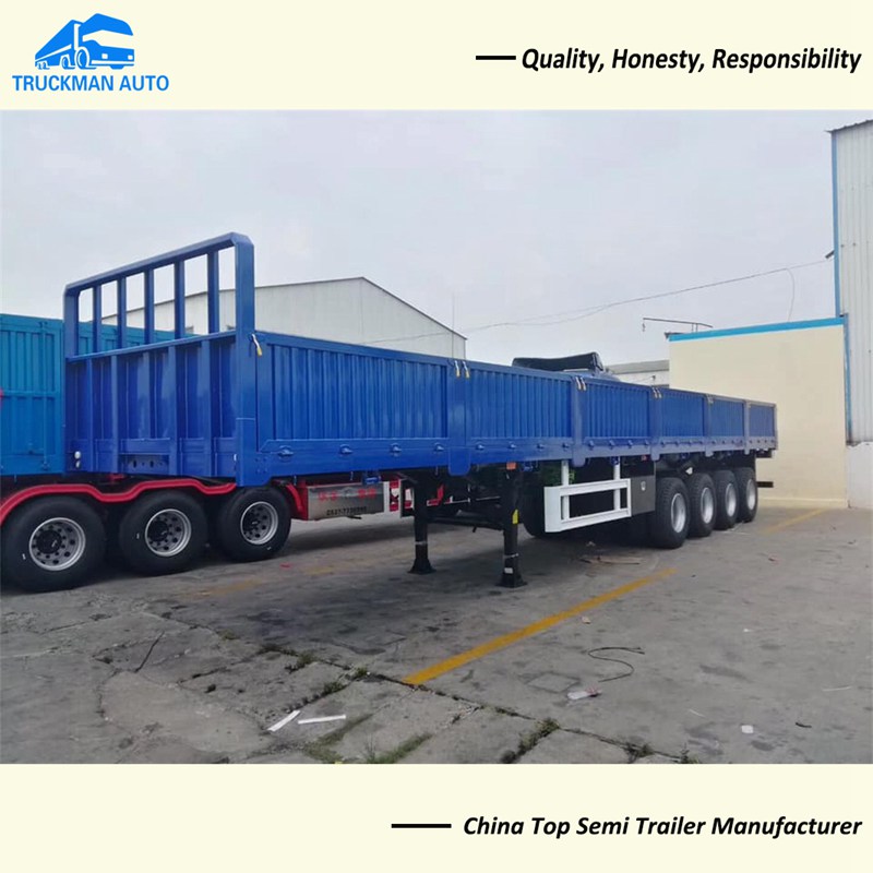 4 Axle 50 Tons Side Wall Semi Trailer For Ghana