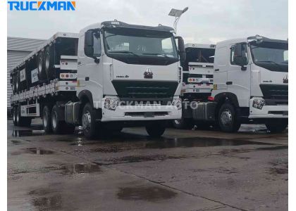 Container Flatbed Trailer and SINOTRUK HOWO A7 Tractor Truck Delivery To Shipping Port
