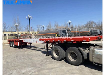 3 Axles 60 Tons Extendable Container Flatbed Semi Trailer To Tanzania