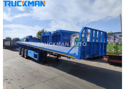 Good Quality 3 Axles 60 Tons Flat Boy Trailer With Baffle To Ghana