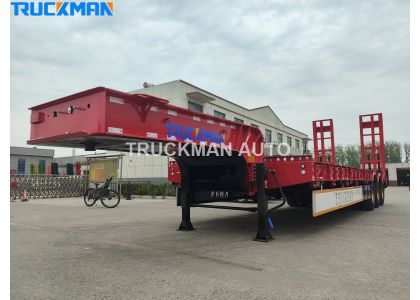 3 Axles 80 Tons Lowboy Semi Trailer For Cote D Ivoire Construction Machinery 