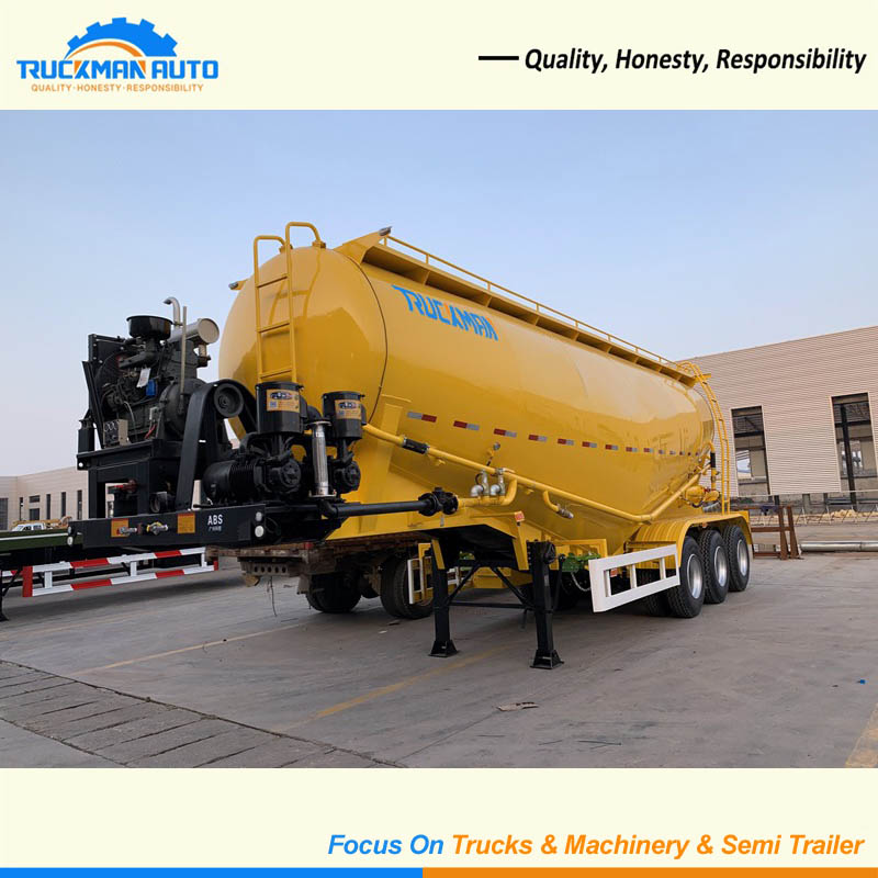 3 Axles 30 Cubic Meters Bulk Powder Tanker Trailer For Cement Transportation 